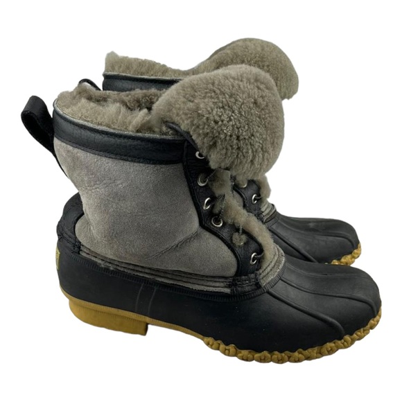 L.L. Bean Shoes - L.L Bean Signature Women Wicked Good Shearling Grey Suede Blue Duck Boot Sz 8M